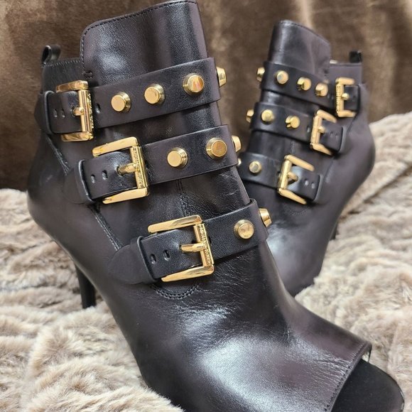 Bryn Michael Kors Black Studded Boots Heels - Picture 2 of 9